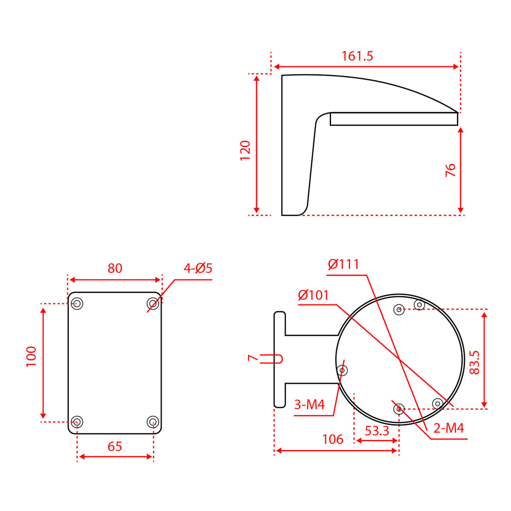 HIKVISION DS-1258ZJ - Soporte de pared - Para cámaras domo - 120 (Al) x 111 (An) x 161 (Fo) - Carga máxima 1 Kg - ABS+PC / Color blanco - Compatible con Hiwatch Hikvision - imagen 3