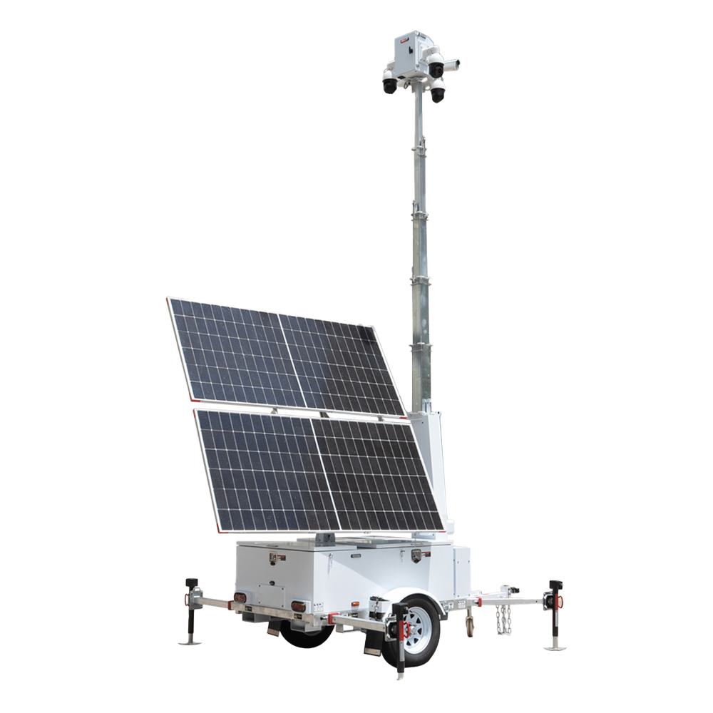 SAFIRE TRAILER-12KWH-600W-9M - Trailer de alimentación autónoma para CCTV - Panel solar de 2x600W - Batería Litio LiFePo 12000Wh - Mástil telescópico hasta 9m - IP65 - Enganche de remolque y freno de mano manual - NO INCLUYE MONTAJE - imagen 3