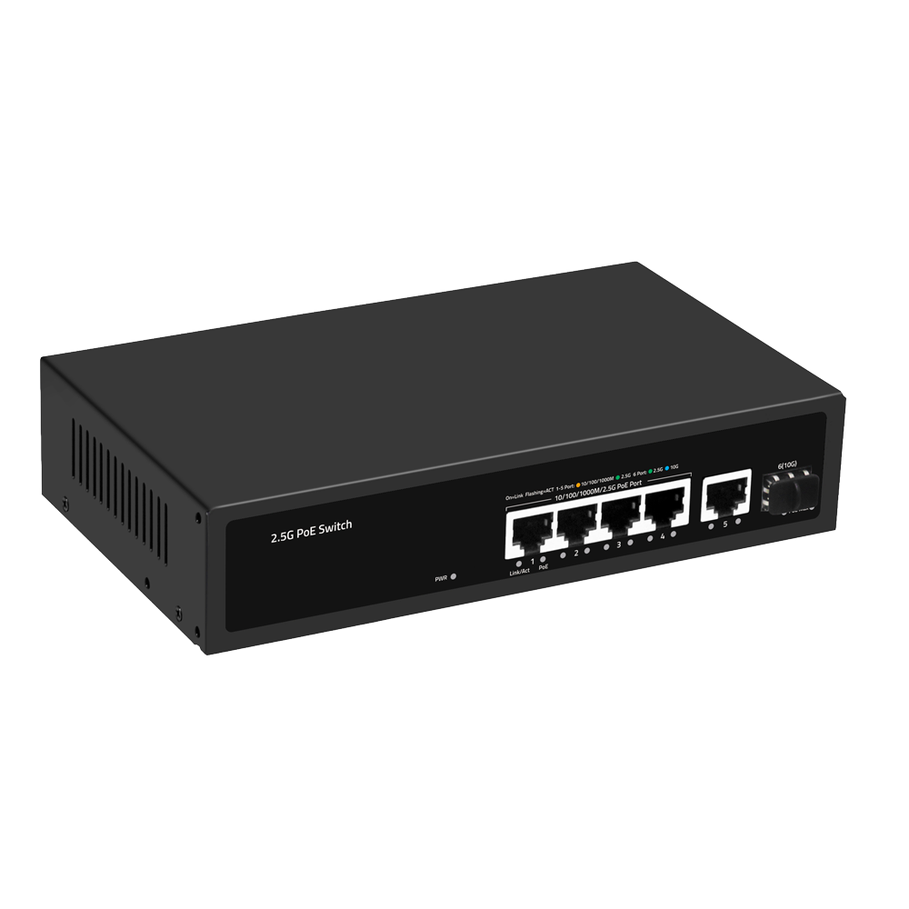 MARCA BLANCA SW64HIPOE-2AZCXF-60 - Switch PoE Multigagibit 2,5Gbps - 4 PoE + 1 Uplink Rj45 1/2,5G+ 1 Uplink SFP+ 10G - Velocidad de puertos 2,5/1Gbps - 4 Puertos PoE+ 30W - PoE Watchdog - Hasta 65W Potencia PoE total - imagen 3
