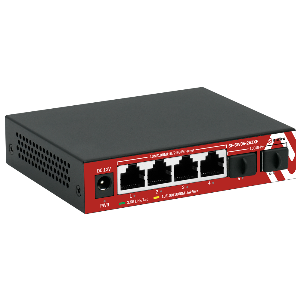 SAFIRE SF-SW06-2AZXF - Switch Multigagibit 2,5Gbps - 4 puertos + 2 Uplink SFP 10G - Velocidad de puertos 2,5/1Gbps - Tasa de reenvío de paquetes 44.64 Mbps - Capacidad de switching 60 Gbps - Switch de sobremesa - imagen 3