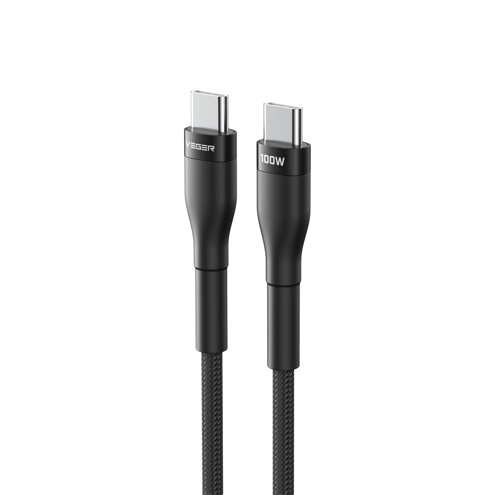 VEGER VG-CC05 - Veger - Cable USB 2.0 para cualquier dispositivo - USB-C a USB-C - Cubierta de metal, Nylon trenzado - Carga rápida PD 100W | 480Mbps - Longitud 1.5m | Color negro - imagen 3