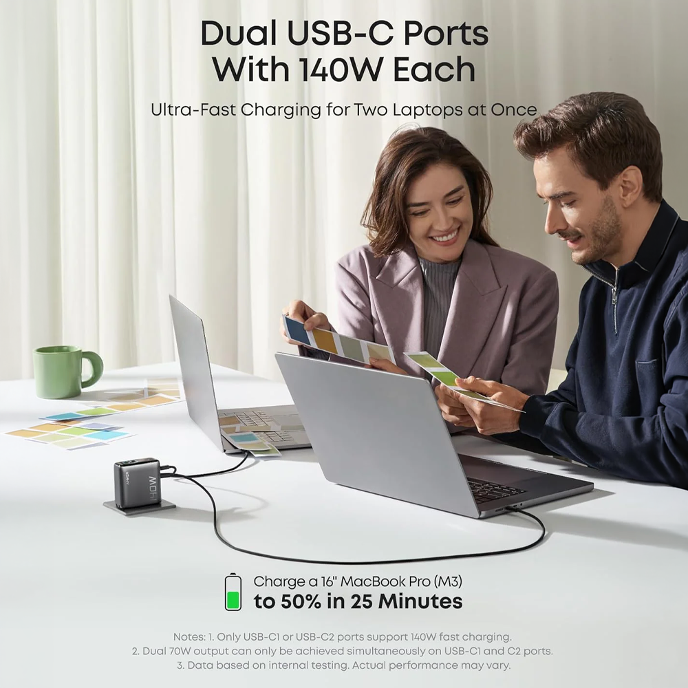 ANKER ANK-2697-140W1A3C-G - Anker - Cargador USB plegable - Potencia 140W | Display inteligente - Carga rápida | Tecnología GaN - Salidas 1x USB-A, 3x USB-C - Color gris | Cable 1.5m incluido - imagen 3