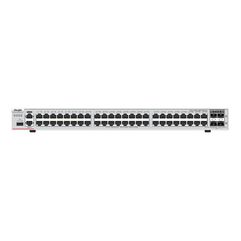 RUIJIE ENTERPRISE RG-CS85-48GT4XS-D - Ruijie Cloud Managed Layer 3 Switch - 52 Puertos Totales (48 GE / 4 Uplinks 10G SFP+) - Enlaces de fibra de 10 Gbps de ultra velocidad - Ranura de expansión para tarjeta de línea core - Virtualización VSU y redundanci - imagen 3