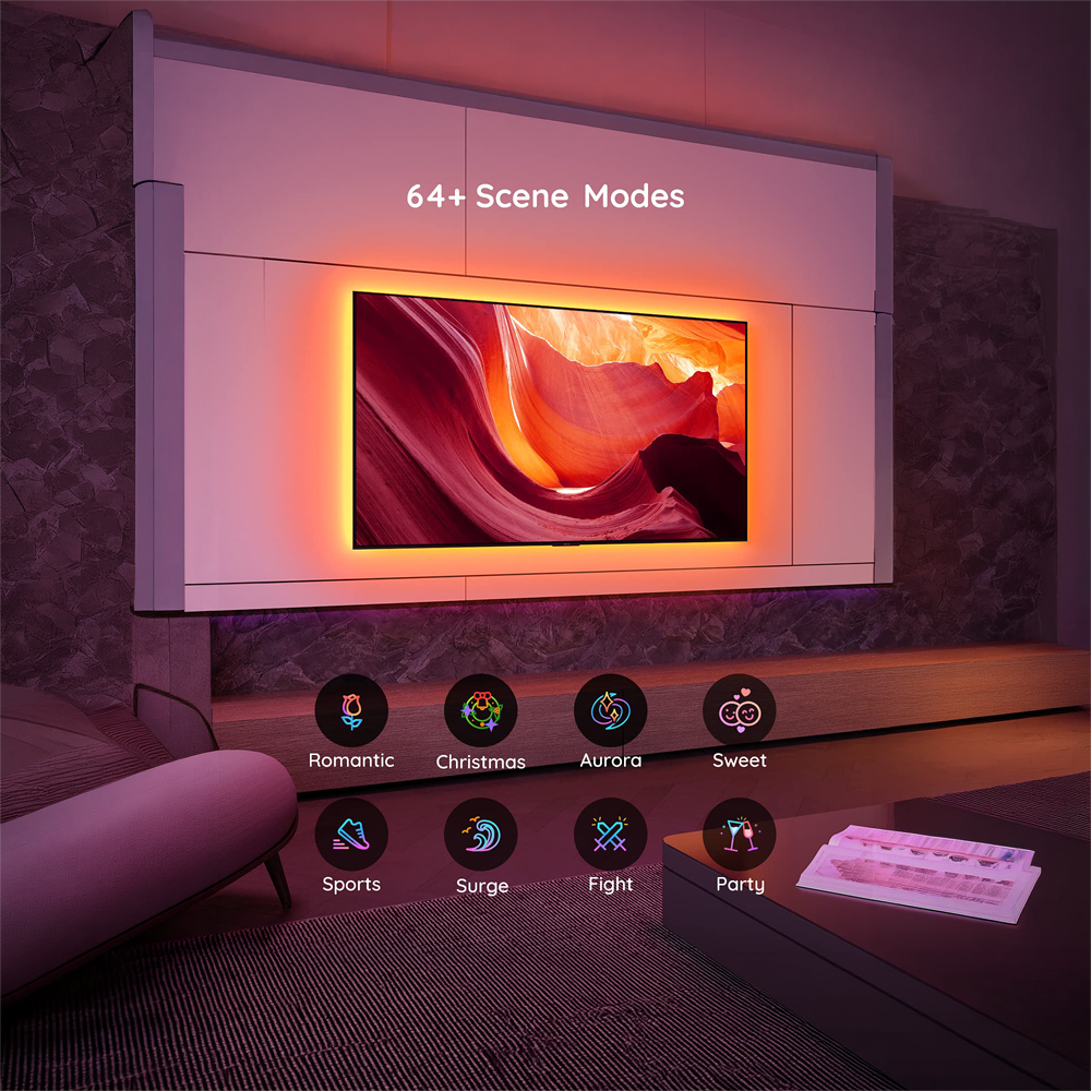 GOVEE GV-TV-H6178 - Retroiluminación de TV LED - Bluetooth - Color RGB - 90 LEDs/m - App Govee / Google Home - Para interior - imagen 3