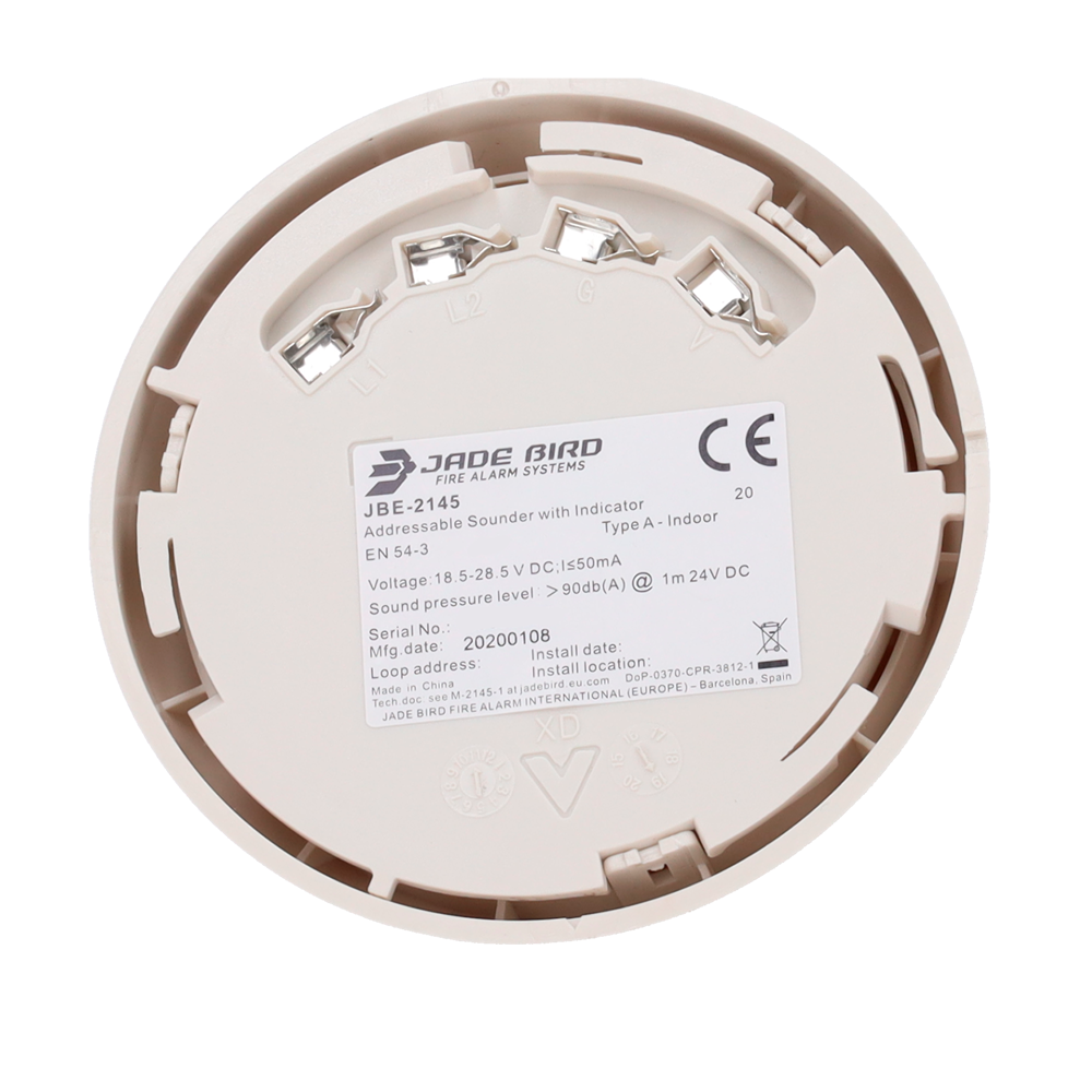 JADE BIRD JBE-2145 - Sirena analógica Jade Bird - Salida de gran potencia 100 dB(A) @ 1m - Requiere alimentación auxiliar de 24 VDC - No incluye base - Instalación en interior - Certificado EN 54-3 - imagen 3