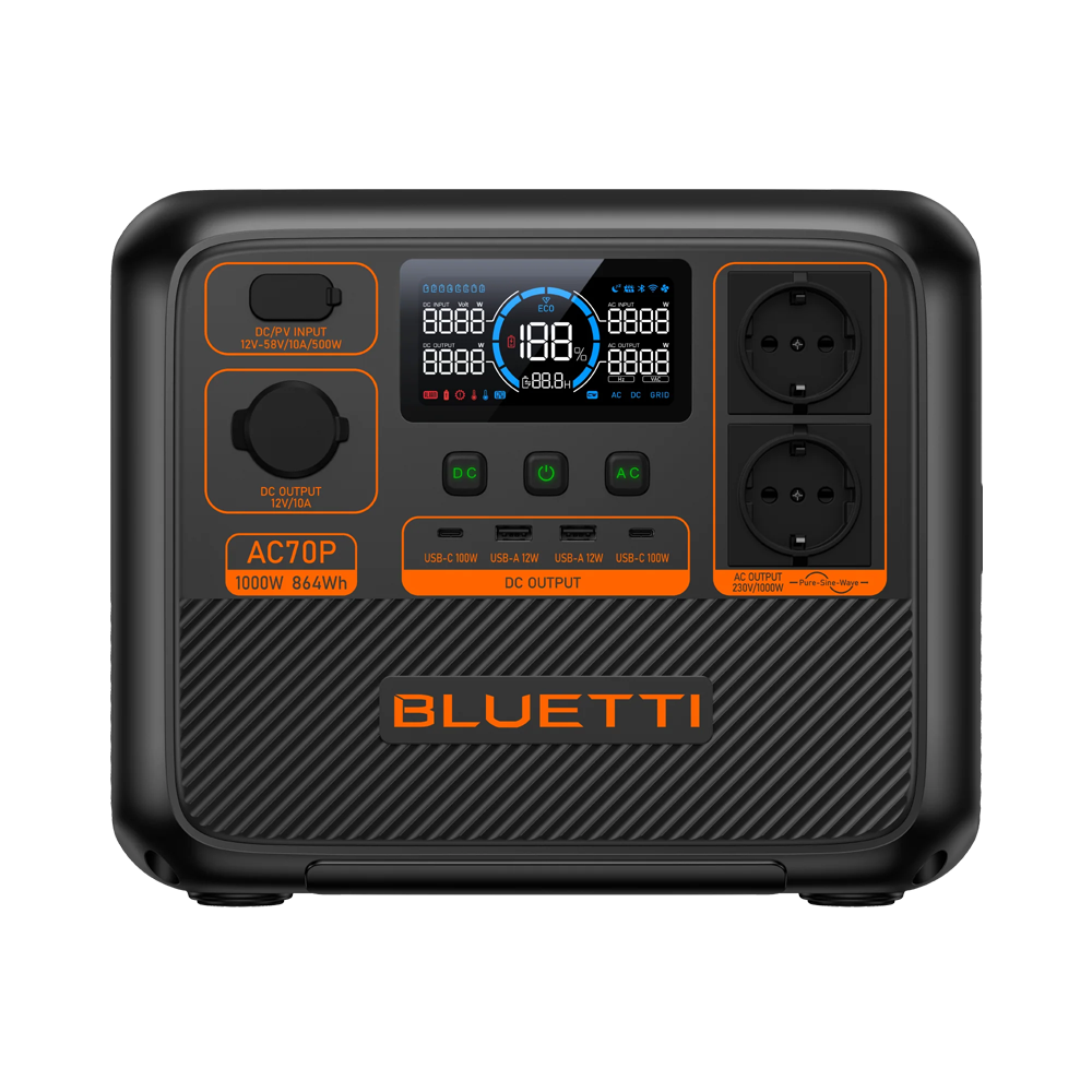 BLUETTI BL-AC70P - Batería portátil Bluetti - Gran capacidad 864Wh - Potencia salida 1000W max - Entradas y salidas múltiples - 3000 Ciclos de vida - Función UPS - imagen 3