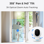 REOLINK RL-E-SERIES-E340 - Reolink Camara PT WiFi Dual E340 - 8MP | 4K Ultra HD | 3X Zoom óptico - IR 12 m / Seguimiento automático - Deteccion Personas / Mascotas - Audio Bidireccional / Ranura MicroSD - Apta para interior - imagen 3