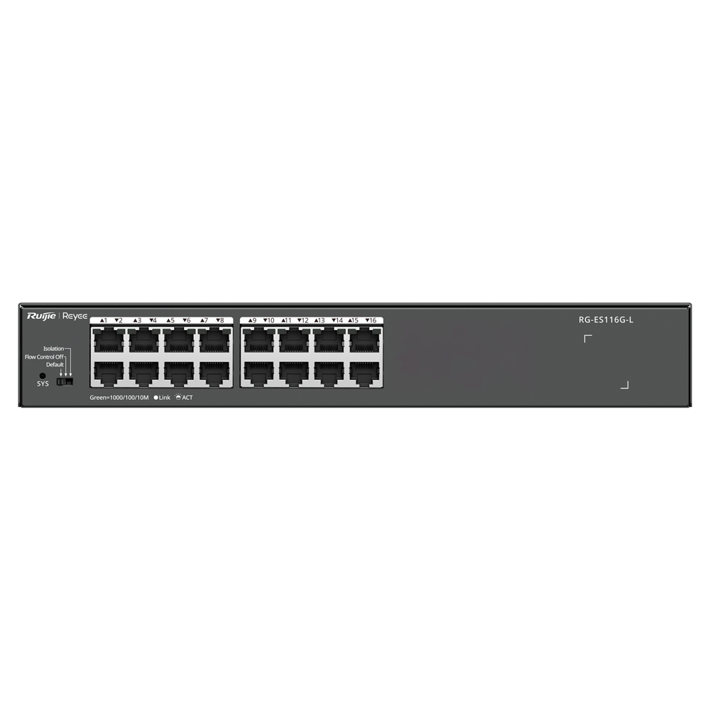 REYEE RG-ES116G-L - Reyee Switch Sobremesa - Carcasa Metal - Enrackable - 16 puertos RJ45 - Velocidad 10/100/1000 Mbps - Plug and Play - Tecnología ahorro de energía - imagen 3