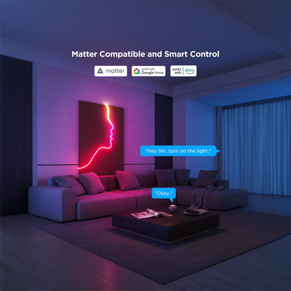 GOVEE GV-NEON-H61D3-3M-WHITE - Govee Tira NEON inteligente 3m - Wi-Fi 2.4 GHz + Bluetooth - Color RGB segmentado - 173 lúmenes/m / 84 LEDs/m - Matter / Homekit / Alexa / Google Home - Para interior trasera blanca - imagen 3