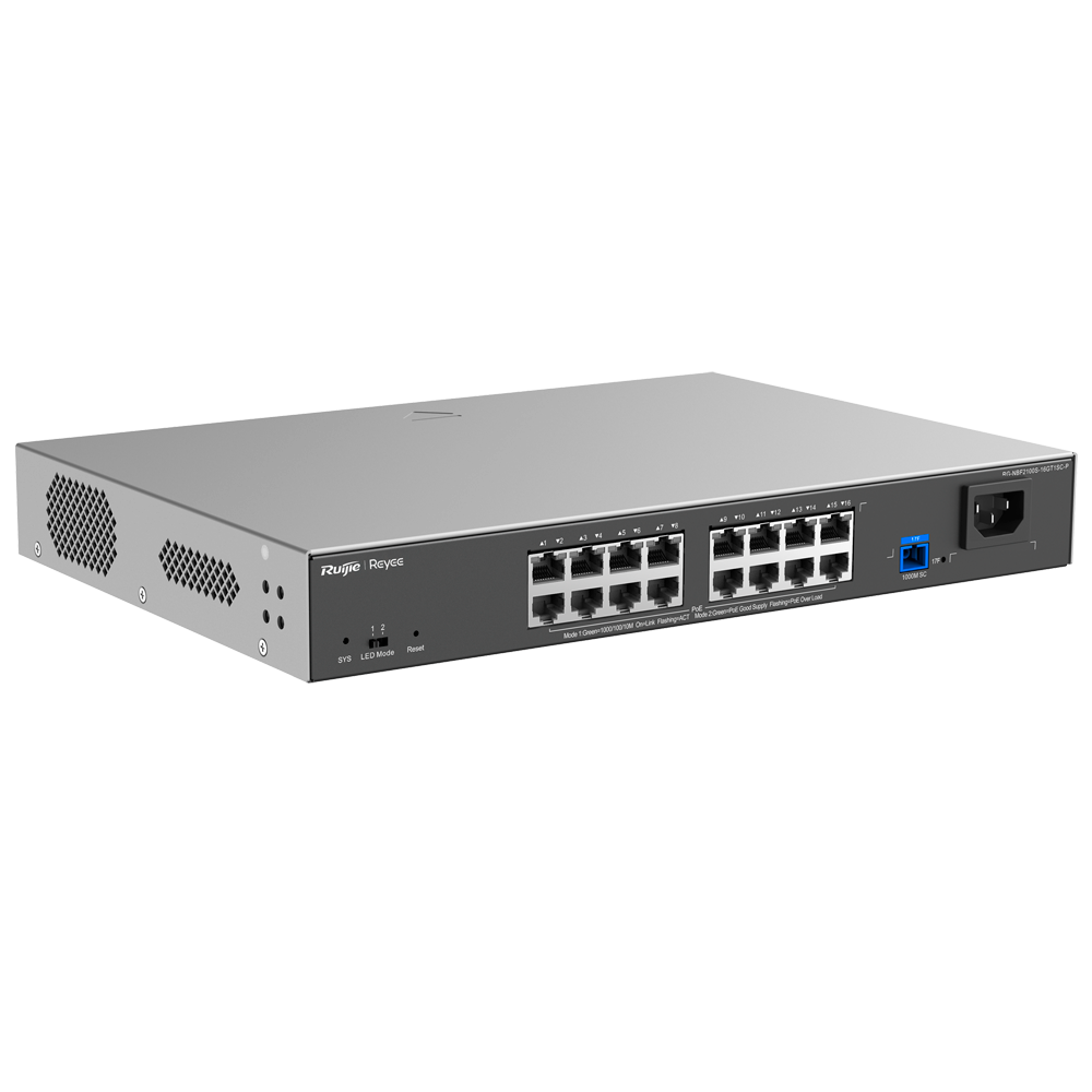 REYEE RG-NBF2100S-16GT1SC-P - Reyee E-Lighten Switch PoE Cloud Capa 2 - 16 puertos RJ45 Gigabit 802.3af/at - 1 Puerto óptico SC 1G (PON) - 30W por puerto 802.3af/at / Máximo 240W - VLAN/Port Isolation/Loop Prevention - DHCP Snooping/Port Mirroring - imagen 3