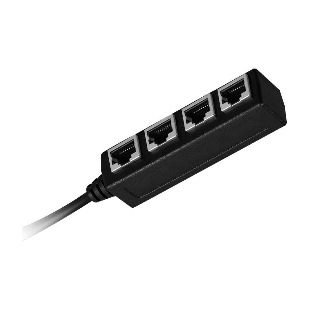 MARCA BLANCA RJ45-SPLIT-4P - Separador RJ45 pasivo. - Distribución de señal de bajas pérdidas. - Divide 1 conector macho en 4 hembras. - Fabricado en plástico ABS duradero. - Formato compacto y color negro discreto. - Ideal para duplicación de conexiones - imagen 3