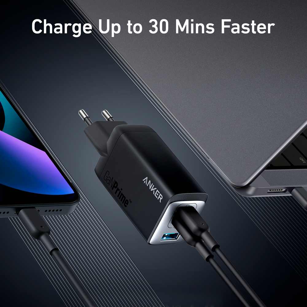 ANKER ANK-735-WCHARGER-65W1A2C-B - Anker - Cargador USB - Potencia 65W | Con tecnología GaNPrime - Carga rápida - Salidas 1x USB-A, 2x USB-C - Color negro - imagen 3