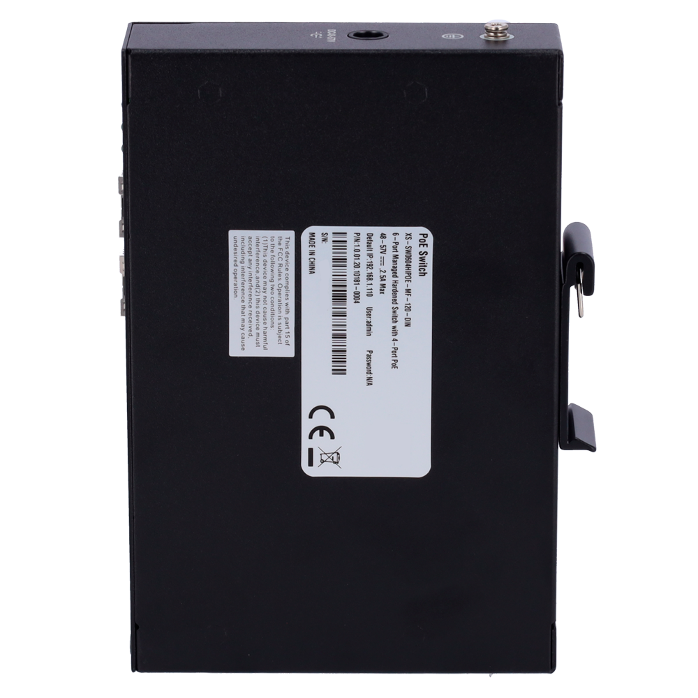 X-SECURITY XS-SW0604HIPOE-MF-120-DIN - X-Security Industrial L2 Managed Switch - 6 Puertos Totales (4 PoE / 2 Uplinks 1G SFP) - Diseño industrial Fanless de disipación natural - Suministro Hi-PoE de alta potencia de hasta 60W - Alta disponibilidad con sop - imagen 3