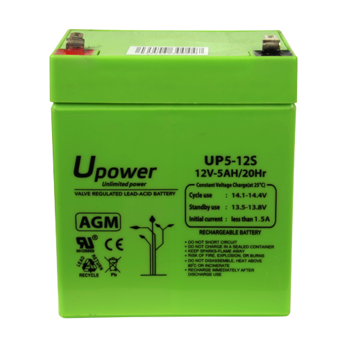UPOWER BATT-1250-U - Upower - Batería recargable - Tecnología plomo ácido AGM - Voltaje 12 V - Capacidad 5.0 Ah - 107 x 90 x 70 mm / 1650 g - Para respaldo o uso directo - imagen 3
