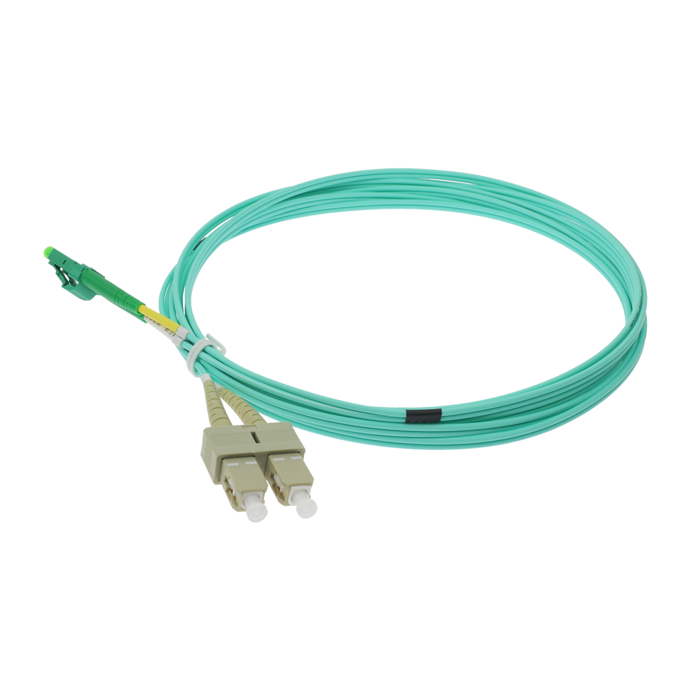 SAFIRE SF-LC-APC-SC-UPC-OM4-DX-3M - Cable de conexión de fibra óptica dúplex - Fibra multimodo OM4 de alta velocidad - Conectores híbridos LC APC y SC UPC - Longitud exacta de 3 metros - Cubierta exterior LSZH color Aqua - Compatibilidad de uso genérica u - imagen 3