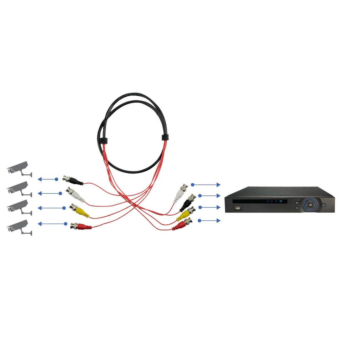 MARCA BLANCA BNC4-45 - Cable preparado múltiple - BNC macho a BNC macho - 4 enlaces coaxial - Longitud 1,5 m - Para conexión de Balun a DVR - Compatible con BA614P y PV3208PH - imagen 3