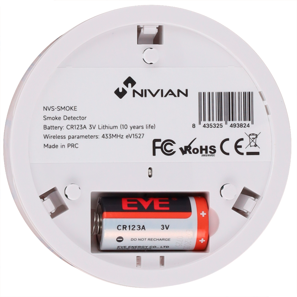 NIVIAN SMART NVS-SMOKE - Nivian Smart - Detector de humo anti-incendio - Batería de litio 10 años - Luz de aviso / Sirena 85dB - Funcionamiento 24h - Compatible con todos los paneles de alarma Nivia - imagen 3
