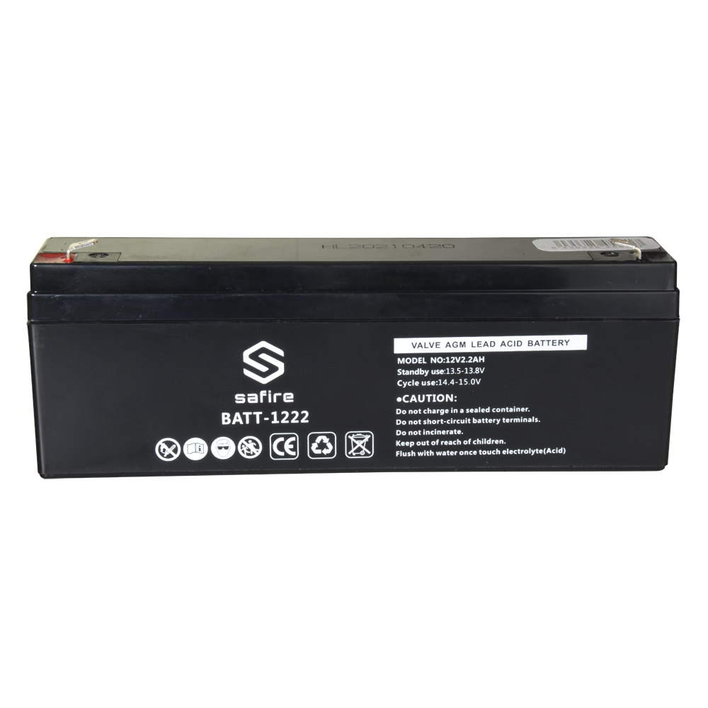 SAFIRE BATT-1222 - Batería recargable - Tecnología plomo ácido AGM - Voltaje 12 V - Capacidad 2.2 Ah - 58 x 34 x 178 mm / 820 g - Para respaldo o uso directo - imagen 3