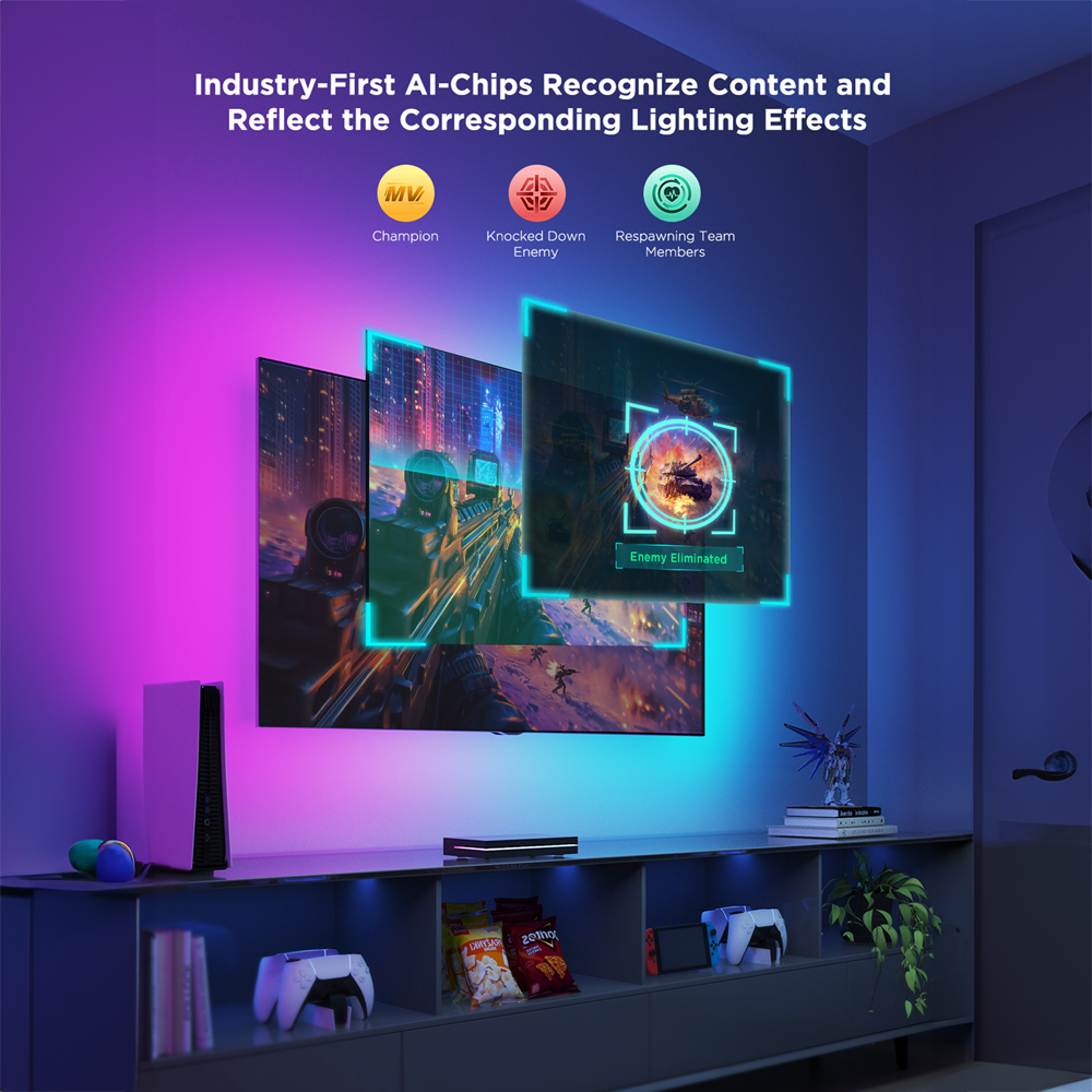 GOVEE GV-SYNC-H6604-AI-BOX2-75 - Retroiluminación de TV AI Sync Box 2 – Ultra Precisa - 2.4GHz / Bluetooth / HDMI 2.1 eARC - ColorSense 3.0 / Envisual / DreamView - RGBIC+ / 450–550 lumens / AI Gaming Mode - App Govee / Alexa / Google Home - Para interior - imagen 3