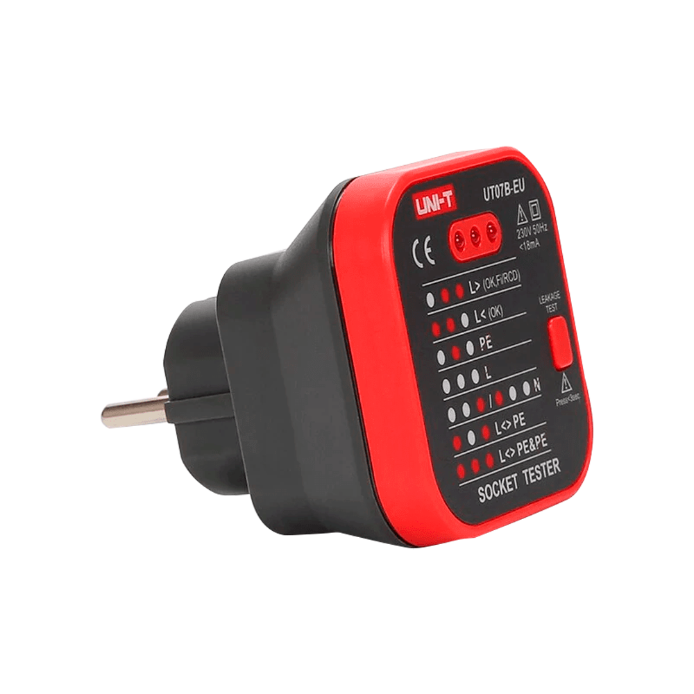UNI-T UT07B-EU - Tester de tomas eléctricas EU - Verificación de errores de cableado - Test de posibles fugas - Sencillo de usar - Permite hacer un test rápido - imagen 3