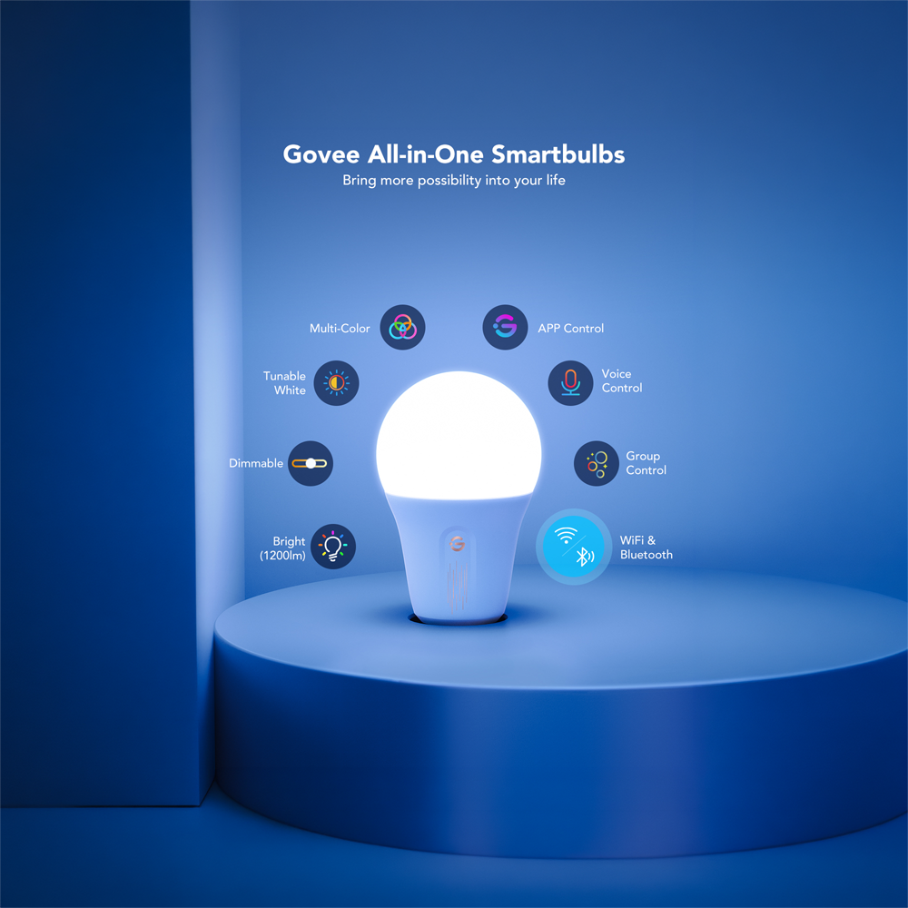 GOVEE GV-BULB-H6009-E27-1P-1200lm - Bombilla inteligente E27 Govee - Wi-Fi 2.4 GHz + Bluetooth - Color segmentado + Blanco cálido/frío - Intensidad 1200 lúmenes - Matter / Homekit / Alexa / Google Home - Para interior - imagen 3