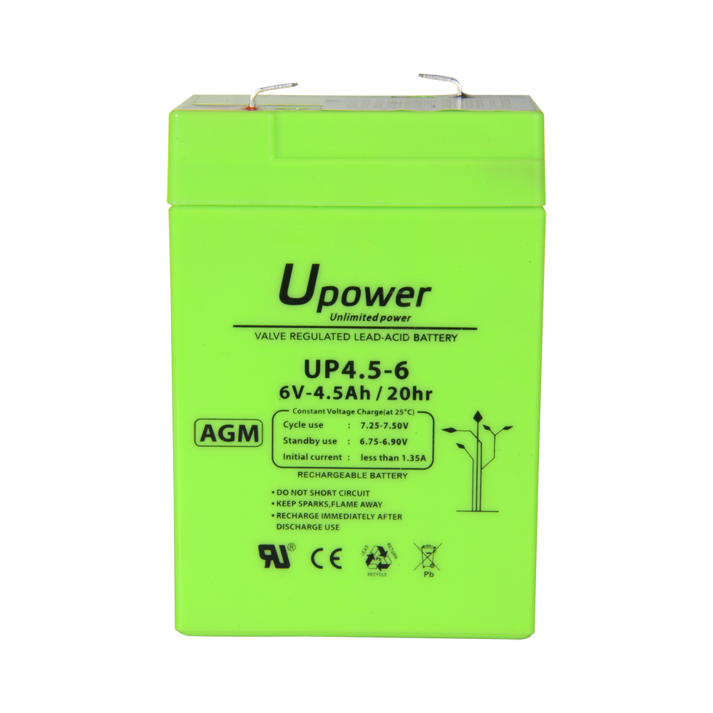 UPOWER BATT-6045-U - Upower - Batería recargable - Tecnología plomo ácido AGM - Voltaje 6 V - Capacidad 4.5 Ah - 106 x 70 x 47 / 810 g - Para respaldo o uso directo - imagen 3