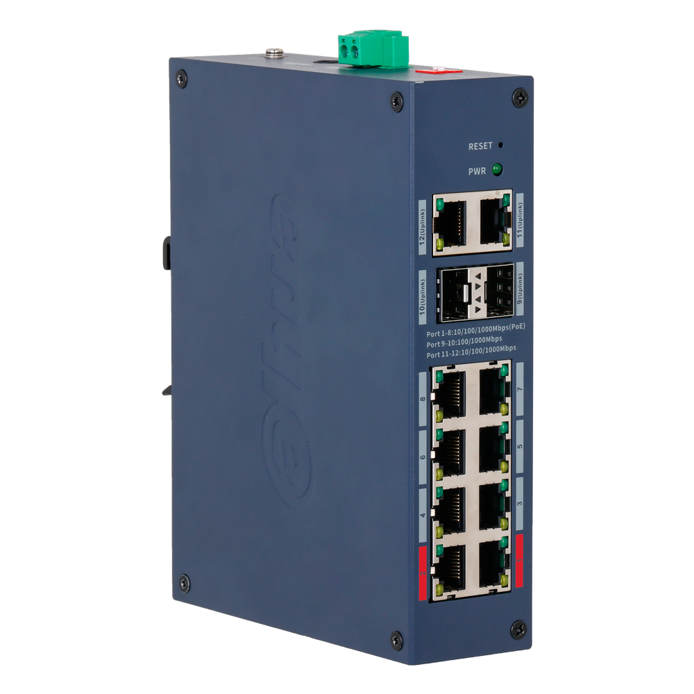X-SECURITY XS-SWI1208HIPOE-MGF-110-DIN - X-Security Hardened L2 Managed Switch - 12 Puertos Totales (8 PoE / 2 GE / 2 SFP) - Suministro de ultra potencia PoE++ de hasta 90W - Alta disponibilidad con motor PoE Watchdog - Rango térmico de operación de -30°C - imagen 3