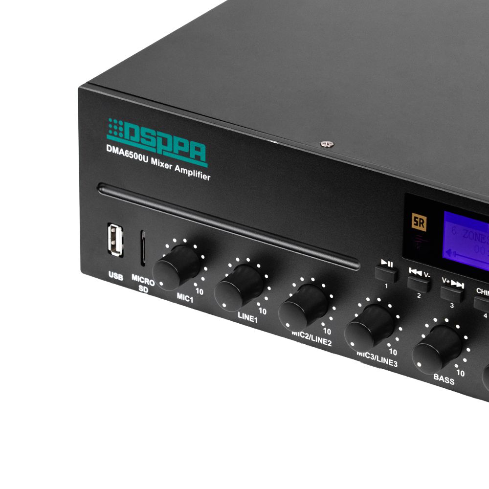 DSPPA-DMA6500U - Matriz mezclador digital - Amplificador 100V - Reproductor USB / Radio FM / Blutooth - Potencia nominal 500W - Hasta 6 zonas - Soporta mando a distancia - imagen 3