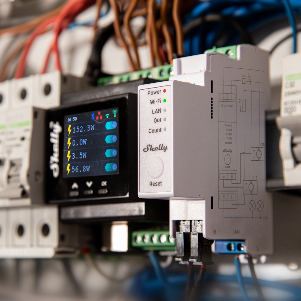 SHELLY SH-PRO-EM-50 - Shelly PRO EM - 50 - Medición de 2 canales / 2 x Pinza 50A Incluida - Contactor mediante salida de relé / Carril DIN - WiFi 2.4GHz / Bluetooth / LAN - Soporta AC 110-240V / Medidor de Consumo - Compatible con Alexa y Google - imagen 3