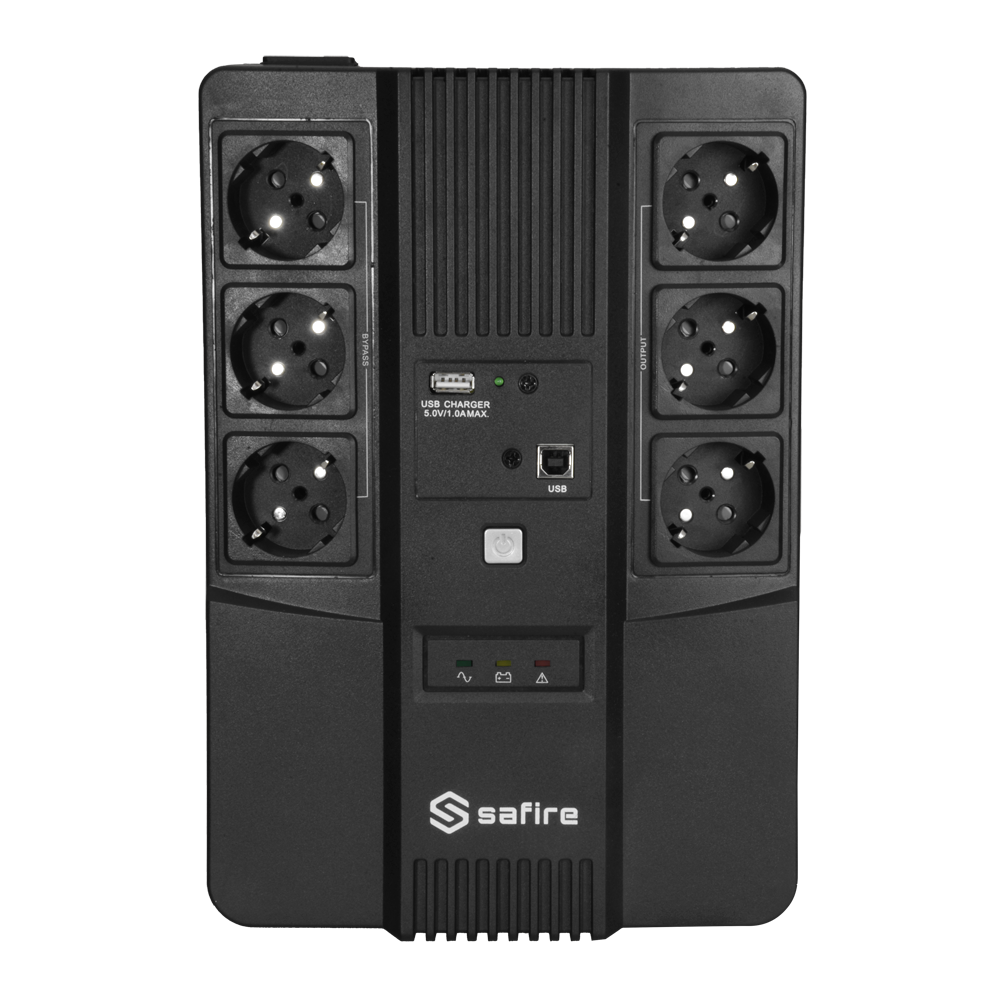 KSTAR UPS800VA-6 - SAI monofásico line-interactive - Potencia 800VA/480W - Entrada 220~240 Vac /Salida 230 Vac - 6 salidas protegidas (3 UPS, 3 Bypass) - Tiempo de recarga 6~8 h - Batería de plomo-ácido sellada (incluida) - imagen 3
