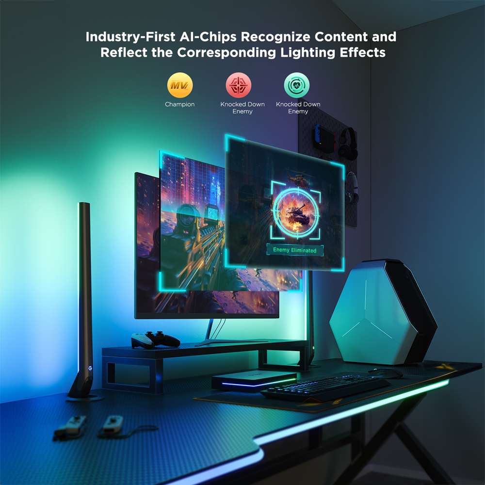 GOVEE GV-SYNC-H6603-AI-BOX2-KIT-27 - Retroiluminación de TV AI Sync Box 2 – Ultra Precisa - 2.4GHz / Bluetooth / HDMI 2.1 eARC - ColorSense 3.0 / Envisual / DreamView - RGBIC+ / 450–550 lumens / AI Gaming Mode - App Govee / Alexa / Google Home - Para inte - imagen 3