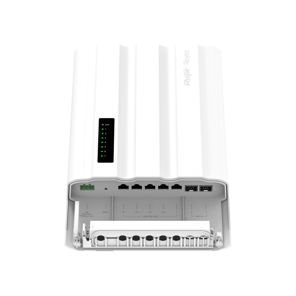 REYEE RG-ES207GS-AC-OD - Ruijie Reyee Cloud Managed L2 PoE Switch - 5 puertos Gigabit RJ45 y 2 ranuras SFP de subida - 4 puertos PoE/PoE+ con presupuesto de 60 W - Alimentación directa por corriente alterna (AC) - Protección industrial IP65 contra agua y - imagen 3