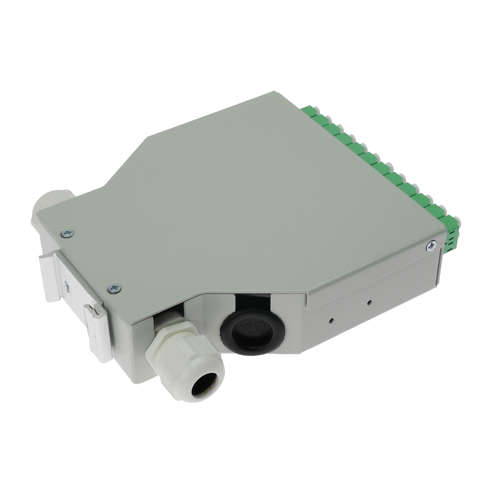 MARCA BLANCA FIBERBOX-DIN-12-LC-APC - Caja de distribución de fibra para carril DIN - Incluye 12 adaptadores LC dúplex preinstalados - Pulido APC para baja pérdida de señal óptica - Bandeja de empalme interna integrada - Se suministra vacía, sin pigtails - imagen 3