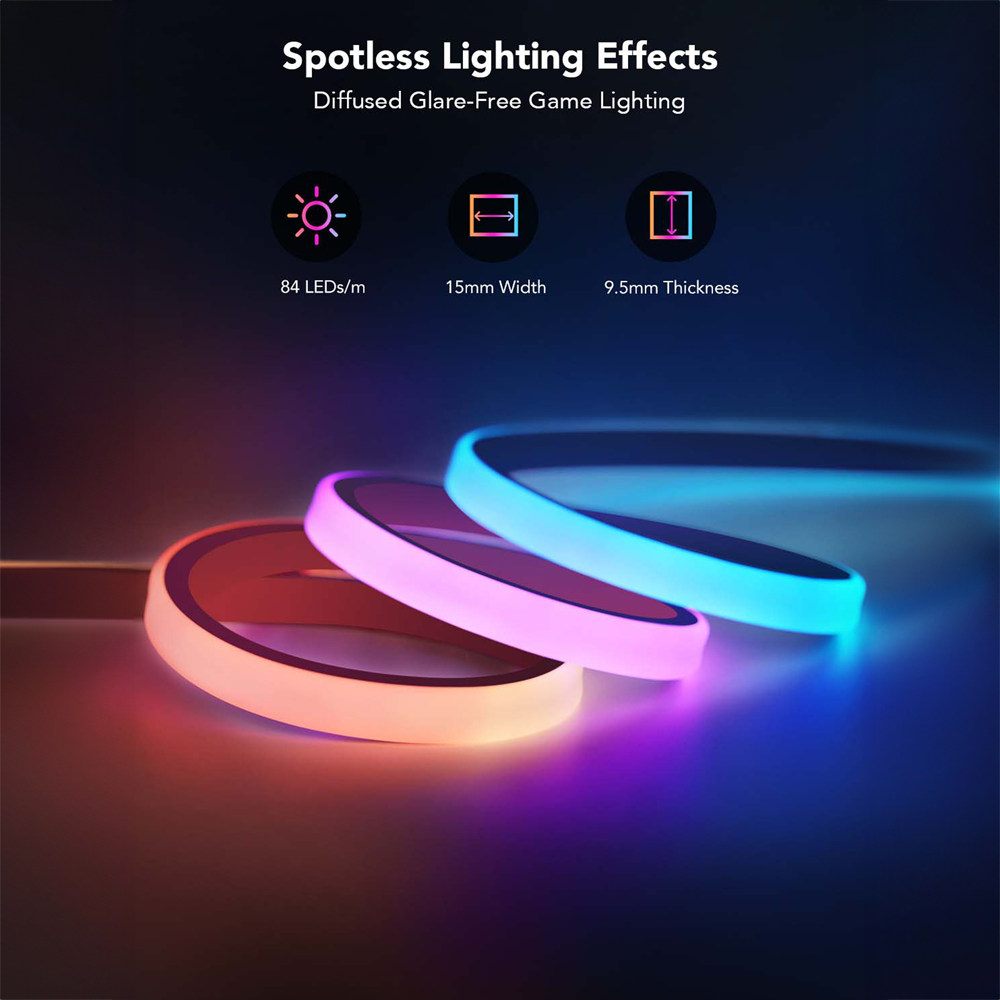 GOVEE GV-NEON-H61C3-3M-DESK - Govee Tira NEON inteligente para escritorios - Wi-Fi 2.4 GHz + Bluetooth - Color RGBIC segmentado / 3m - 84 LEDs/m - Homekit / Alexa / Google Home - Para interior - imagen 3