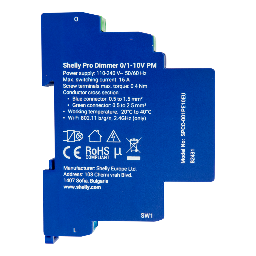 SHELLY SH-PRO-DIMMER-01-10V-PM - Shelly Pro Dimmer 0/1-10V PM - Control analógico de 0/1-10V / Carril DIN - Controladores de LED, balastros y ventiladores - WiFi 2.4GHz / Bluetooth / LAN - Soporta AC 110-240 V / Medidor de Consumo - Compatible con Alexa y - imagen 3