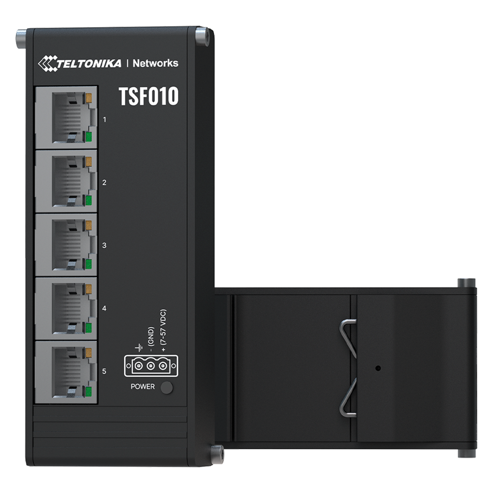 TELTONIKA TK-TSF010 - Teltonika Switch No gestionable Industrial - 5 puertos Ethernet RJ45 Fast Ethernet - Rugerizado Carcasa Aluminio Anodizado - Plug and Play - Alimentación DC 7 a 57V - Led de Estado - imagen 3