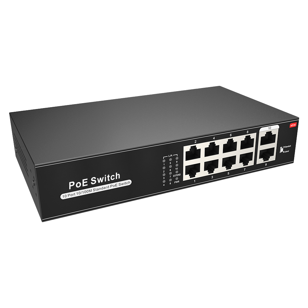 MARCA BLANCA SW1008POE-100-E - Switch PoE - 8 puertos PoE + 2 Uplink RJ45 - Velocidad 10/100 Mbps - Funciones: Ai VLan/QOS/CCTV Extend/PoE - Norma IEEE802.3af (PoE) / at (PoE+) - Hasta 100W en total para todos los puertos - imagen 3