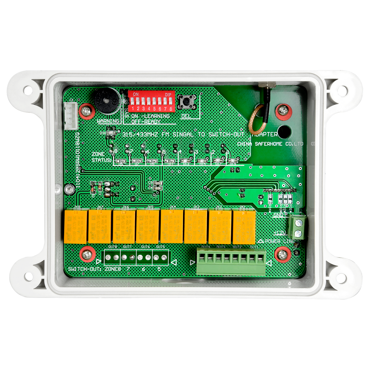 MARCA BLANCA IB-SH-REC-4 - Receptor de barreras solares infrarrojas - 4 entradas inalámbricas - 4 salidas cableadas - Hasta 6 dispositivos por entrada - Dip Switch de configuración - imagen 3