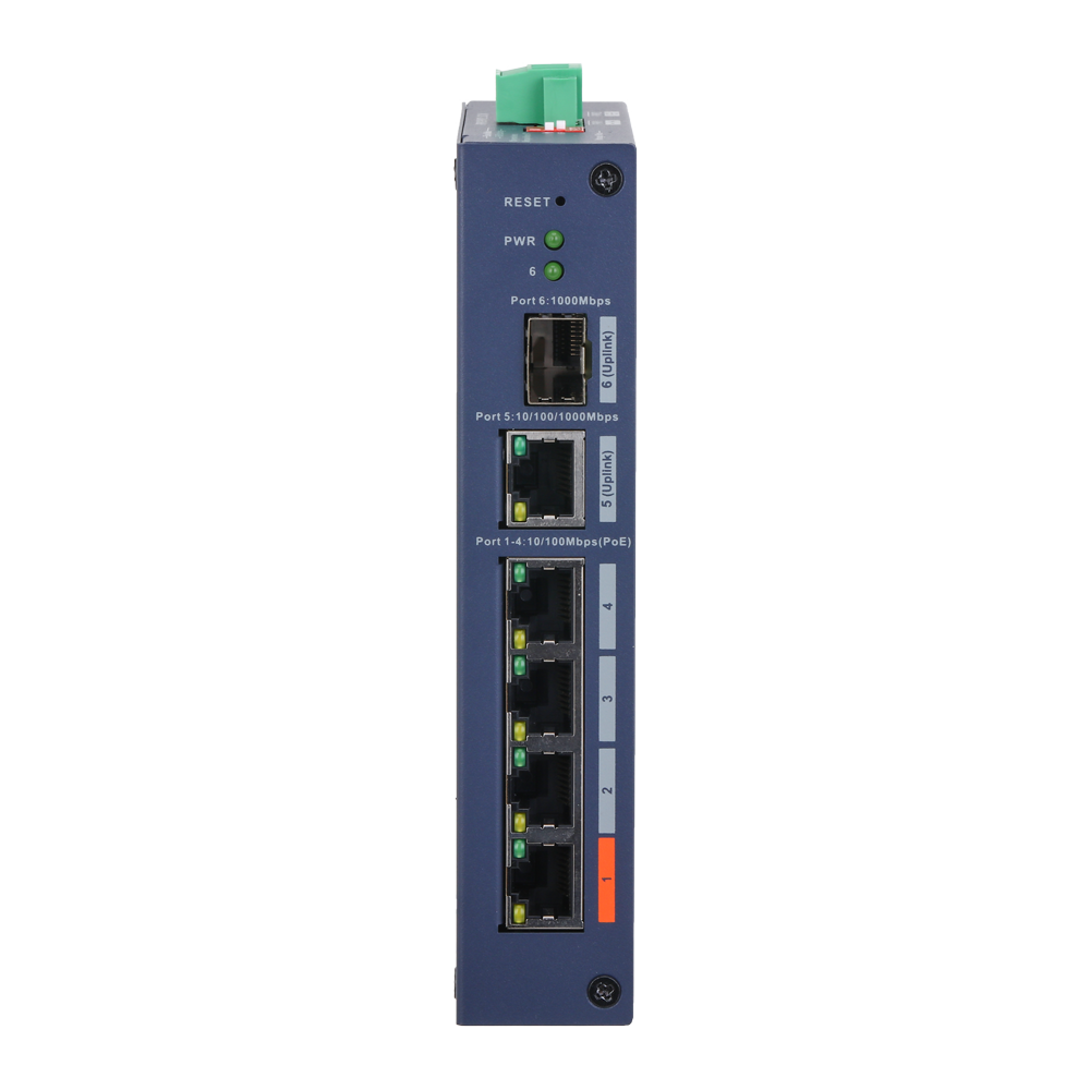 X-SECURITY XS-SWI0604HIPOE-MF-60-DIN - X-Security Industrial L2 Managed Switch - 4 puertos PoE 10/100 (Puerto 1 Hi-PoE hasta 60W) - Uplink dual: 1x RJ45 Gigabit y 1x SFP Gigabit - Gestión centralizada mediante entorno Web local - DIP Switch: Modo Extend ( - imagen 3