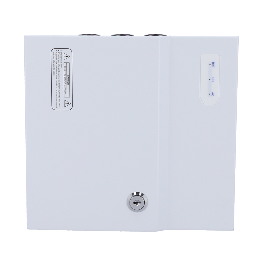 MARCA BLANCA AC-12DC5A-BAT7AH-FIRE - Alimentador para control de acceso - Configurable NO/NC | Entrada señal incendio - Salida DC 11-14V / 5A / 60W - Caja de metal con cerradura - Apto para batería auxiliar 12V / 7Ah - Montaje en superficie - imagen 3