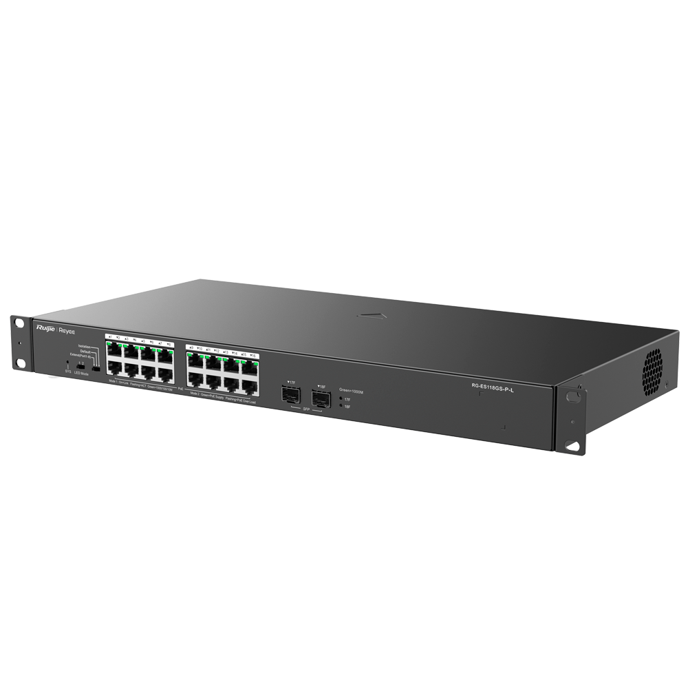 REYEE RG-ES118GS-P-L - Reyee Switch PoE Sobremesa - 16 Puertos RJ45 + 2 Uplink SFP - 16 Puertos Gigabit + 2 Puertos Gigabit - 16 Puertos PoE+ 802.3af/at | Potencia total 247W - Aislado de Puertos / Flow Control - Plug and Play - imagen 3