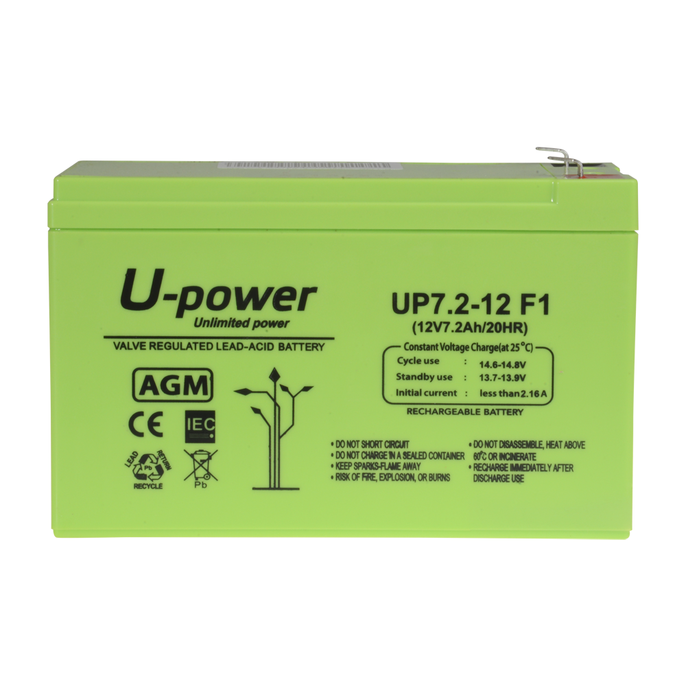 UPOWER BATT-1272-U - Upower - Batería recargable - Tecnología plomo ácido AGM - Voltaje 12 V - Capacidad 7.2 Ah - 101 x 151 x 65 mm / 2180 g - Para respaldo o uso directo - imagen 3