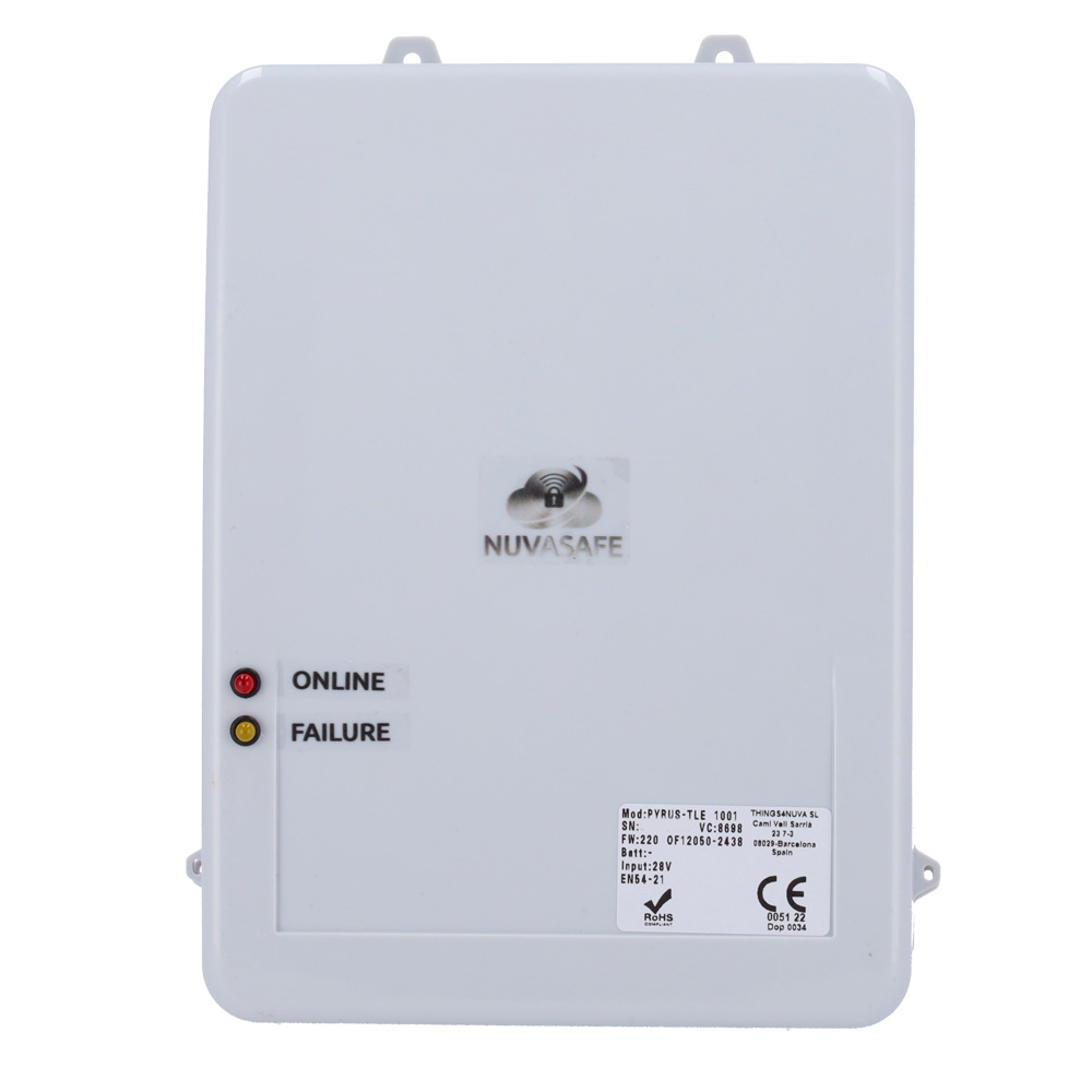 NUVATHINGS PYRUS-TLE - Transmisor de alarma certificado EN54-21 - ETHERNET, GPRS/NBIOT/LTE-CAT-M1 + LORA - Comunicación con CRA/CRI - 3 entradas (NO, NC, RFL) y 2 salidas OC - Cloud para configuración y monitorización. - Permite montaje interno/externo a - imagen 3