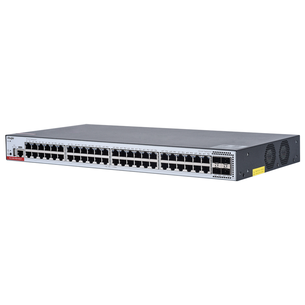 RUIJIE ENTERPRISE RG-CS83-48GT4XS-P - Ruijie Cloud Managed Layer 3 PoE+ Switch - 52 Puertos Totales (48 PoE+ / 4 Uplinks 10G SFP+) - Enlaces de fibra de 10 Gbps de ultra velocidad - Potencia PoE+ estable de 30W / Total 405W - Redundancia de arranque Dual - imagen 3