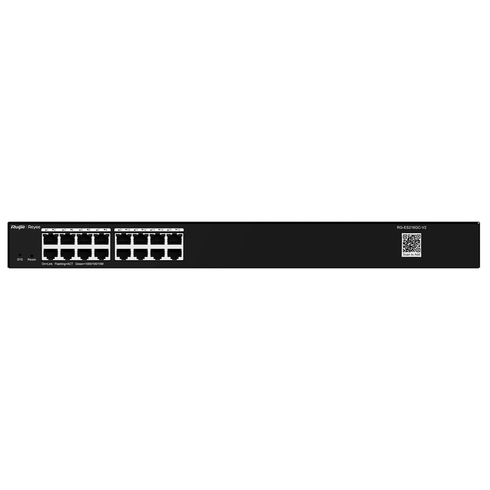 REYEE RG-ES216GC-V2 - Ruijie Reyee Cloud Managed L2 Switch - 16 Puertos Gigabit Ethernet RJ45 de alta velocidad - Reconocimiento inteligente de cámaras IP (CCTV) - Prevención automática de bucles (Loop Prevention) - Gestión en la nube Ruijie Cloud de por - imagen 3