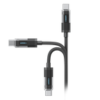VEGER VG-CC16 - Veger - Cable USB 2.0 para cualquier dispositivo - USB-C a USB-C - Cubierta de metal con LED, Nylon trenzado - Carga rápida PD 100W | 480Mbps - Longitud 1.5m | Color negro - imagen 3