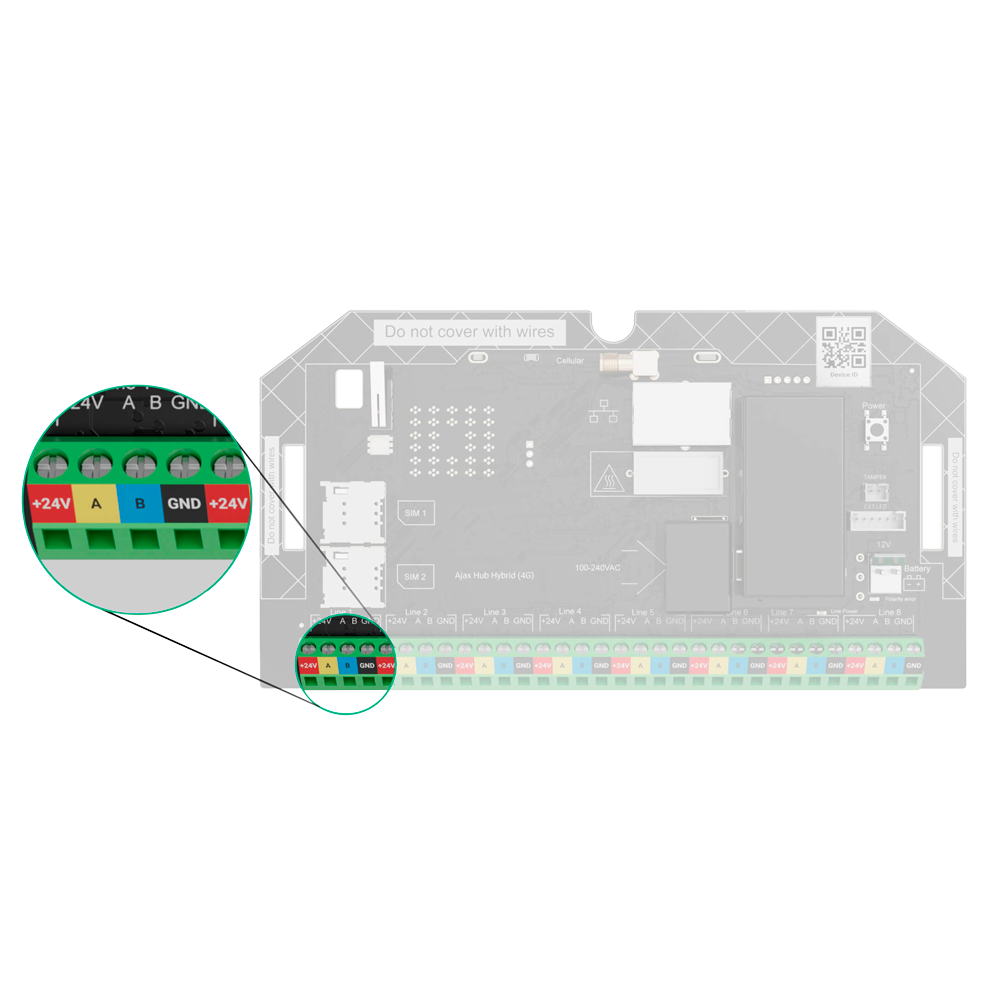 AJAX FIBRA-HUBHYBRID-4G-NOCASE - Central de alarma profesional híbrida Grado 3 - Inalámbrico (Jeweller/Wings) y cableado (Fibra) - Comunicación Ethernet y dual SIM 4G - Hasta 9 grupos de armado - 8 líneas de bus independientes - App Móvil y Software PC (h - imagen 3