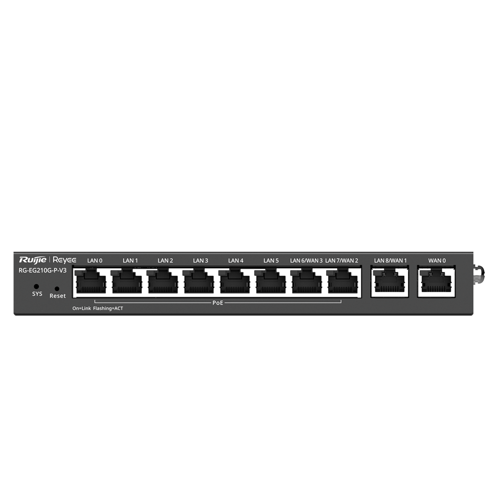 REYEE RG-EG210G-P-V3 - Reyee Router PoE Controlador Cloud - 8 Puertos PoE+ RJ45 GE + 2 Puertos RJ45 GE - 10 Puertos RJ45 10/100 /1000 Mbps - Admite hasta 4 WAN para failover o balanceo - Hasta 600 Mbps de ancho de banda - Servidor VPN IPSec, L2TP, PPTP, O - imagen 3