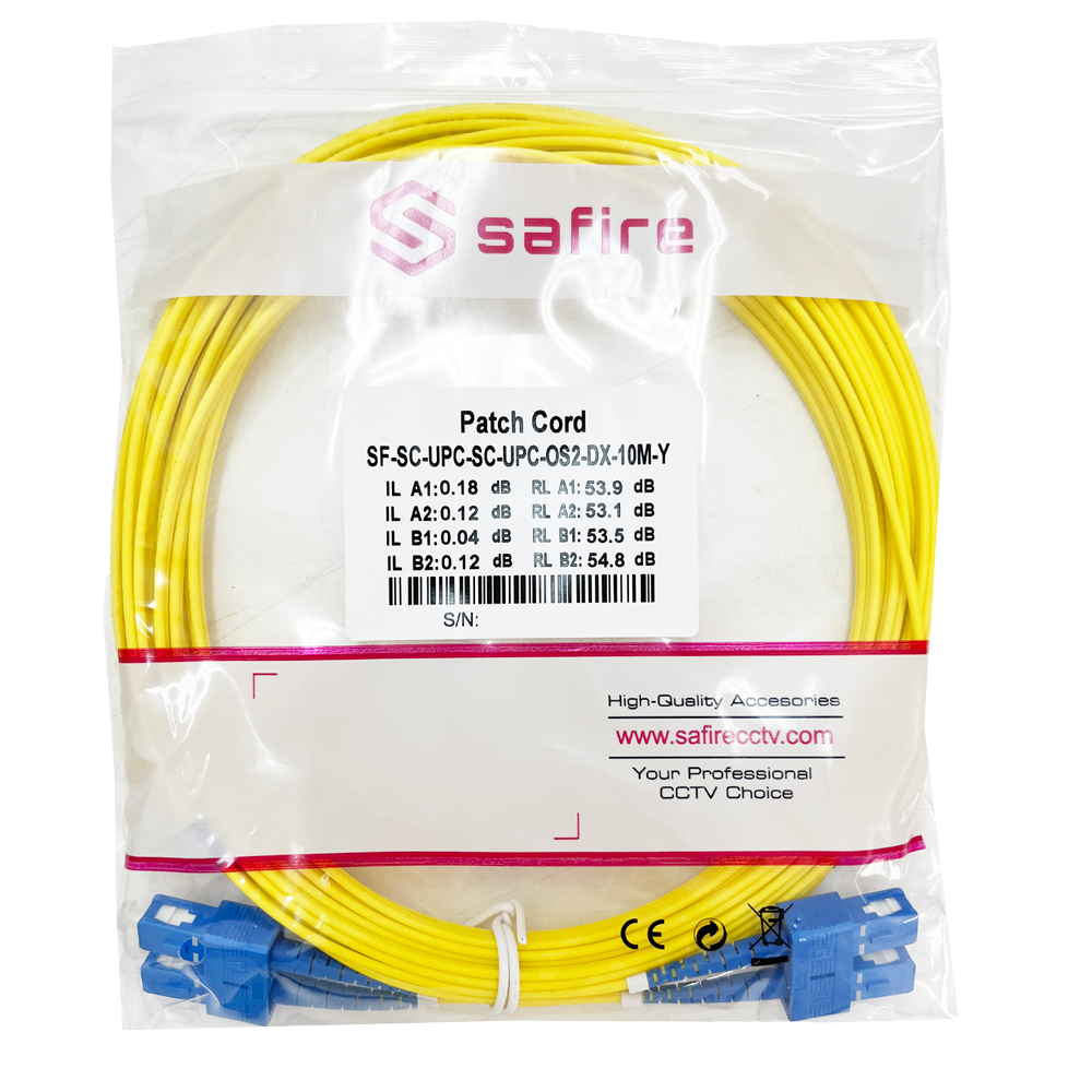 SAFIRE SF-SC-UPC-SC-UPC-OS2-DX-10M-Y - Cable de conexión de fibra óptica - Fibra monomodo OS2 - Conector SC UPC dúplex - Longitud 10m - Cubierta LSZH - Compatibilidad genérica - imagen 3