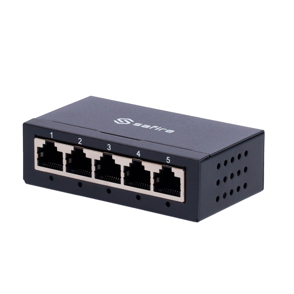 SAFIRE SF-SW05-G-M - Switch de sobremesa - 5 puertos Gigabit - Velocidad 10/100/1000 Mbps - Plug &amp; Play - Tecnología de ahorro de energía - Carcasa de metal - imagen 3